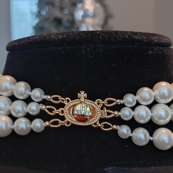 Vivian westwood pearl three strand necklace. Great for the holidays!. - Picture 2 of 7